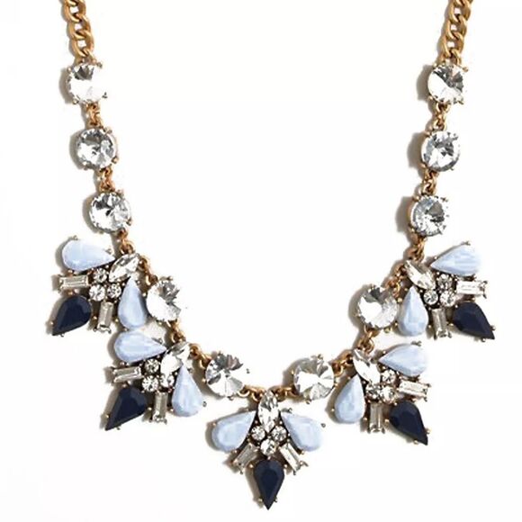 LOFT Gold and Blue Statement Necklace - Picture 4 of 5